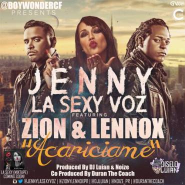 Album cover art for "Acariciame" by Jenny “La Sexy Voz” & Zion & Lennox