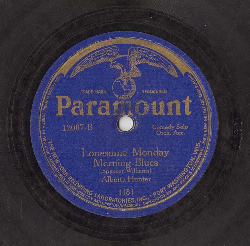 Album cover art for "Lonesome Monday Morning Blues" by Alberta Hunter
