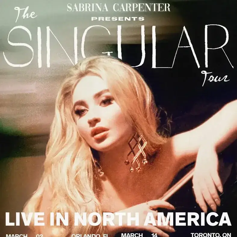 Album cover art for "The Singular Tour Setlist" by Sabrina Carpenter