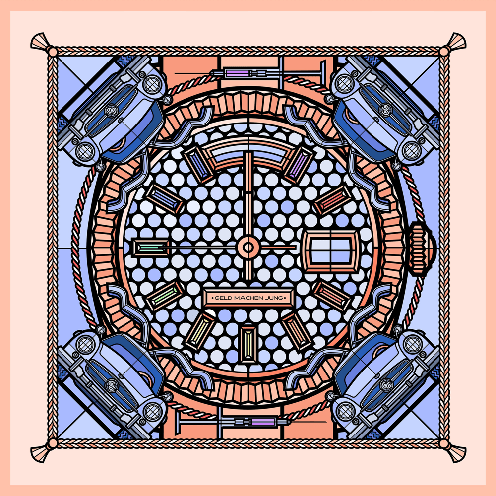 Album cover art for "GELD MACHEN JUNG" by Shindy