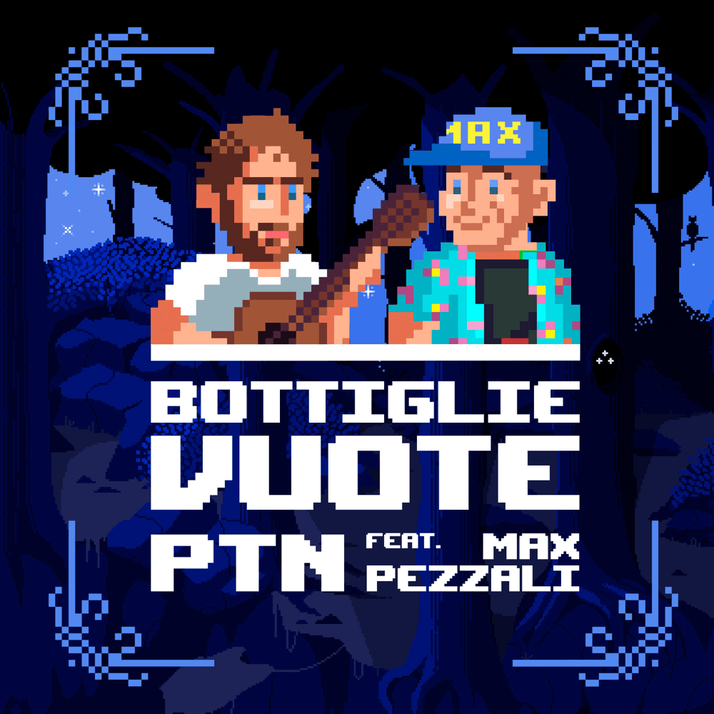 Album cover art for "Bottiglie Vuote RMX" by Pinguini Tattici Nucleari & Max Pezzali