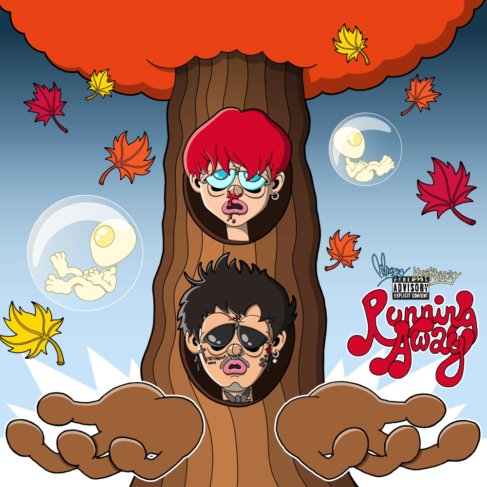 Album cover art for "Running Away" by Rozey & ITSOKTOCRY