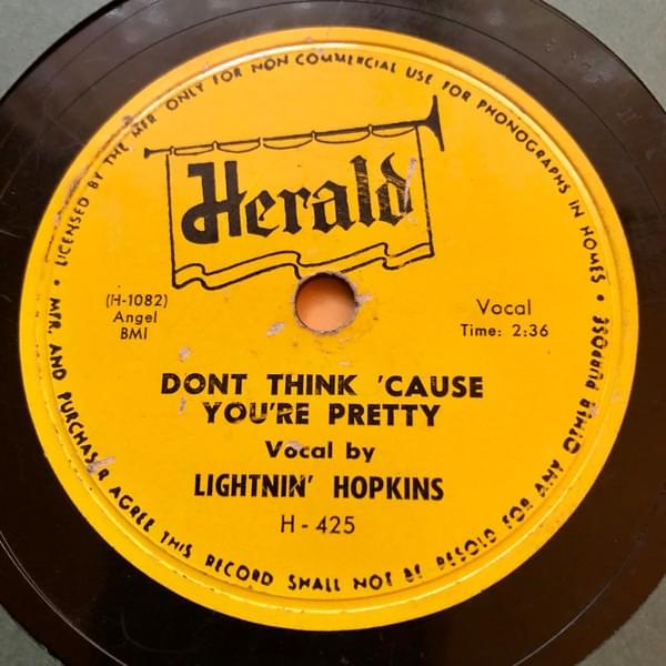 Album cover art for "Don’t Think Cause You’re Pretty" by Lightnin’ Hopkins