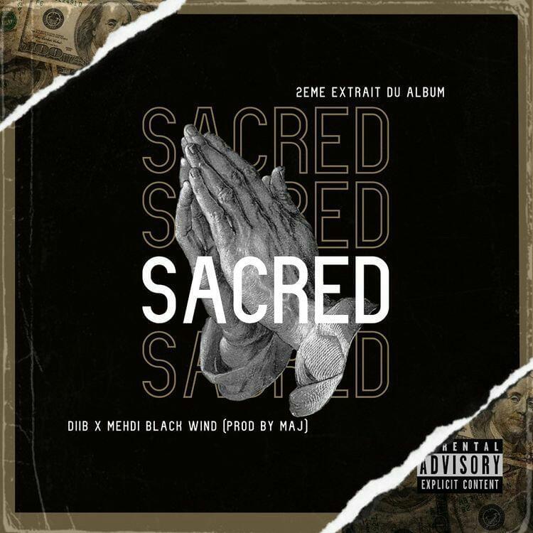 Album cover art for "Sacred" by Diib & Mehdi Black Wind
