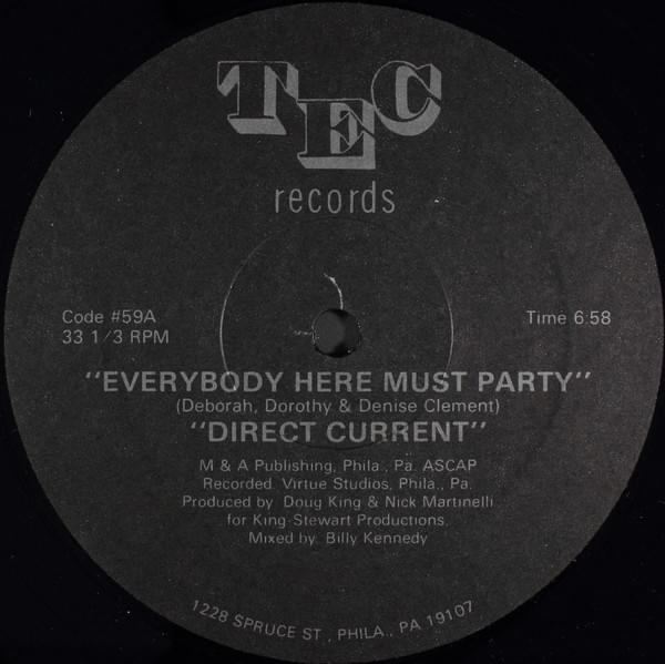 Album cover art for "Everybody Here Must Party" by Direct Current