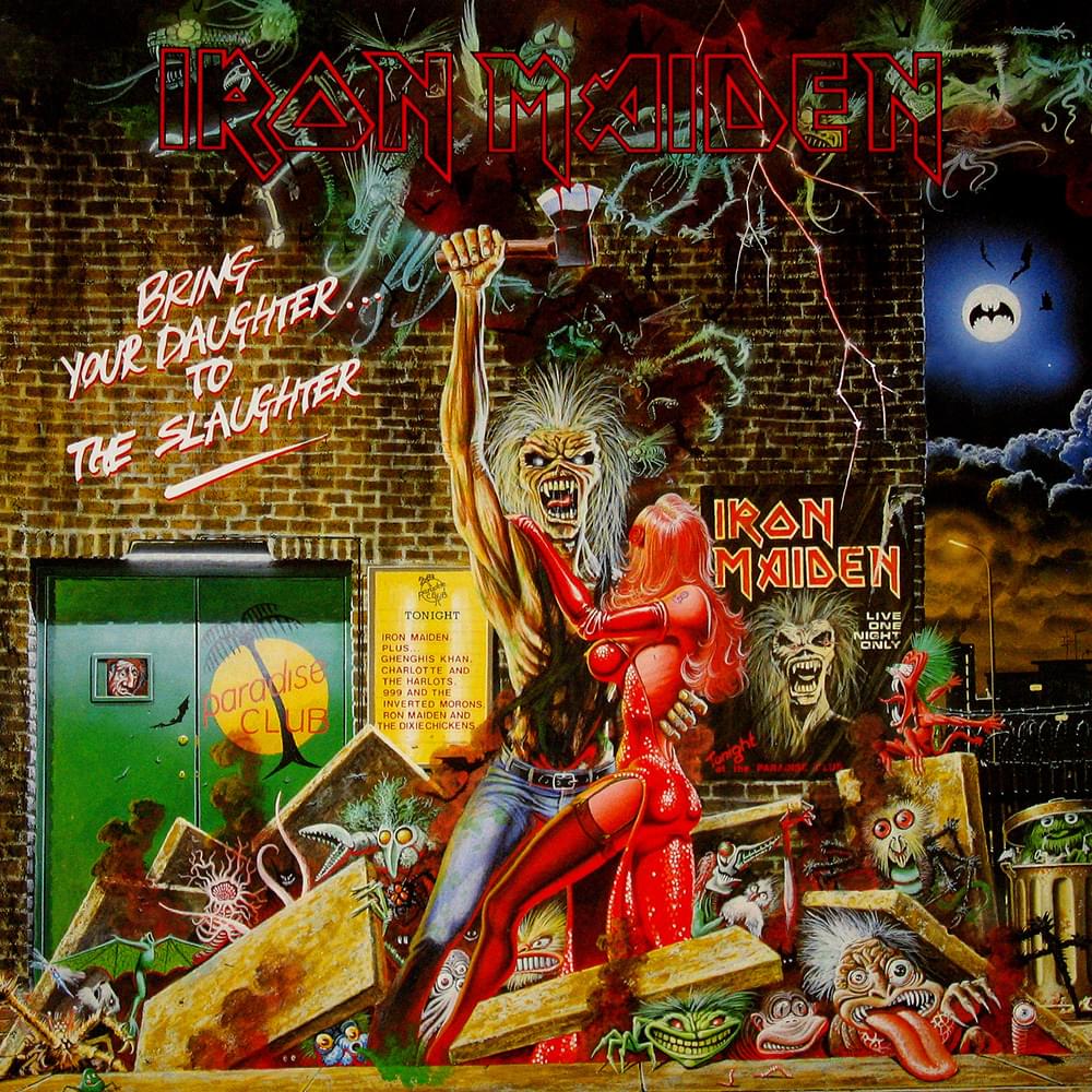Album cover art for "Bring Your Daughter... to the Slaughter" by Iron Maiden