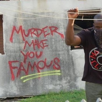 Album cover art for "Murder Made Me Famous" by Young Misty