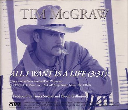 Album cover art for "All I Want Is a Life" by Tim McGraw
