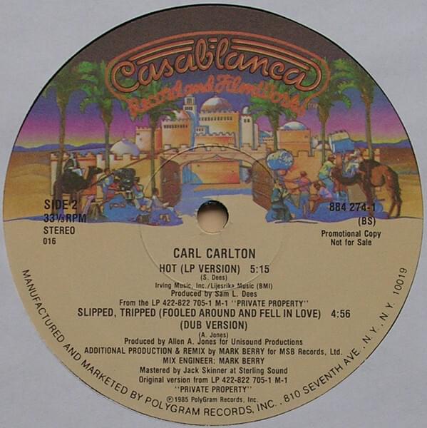 Album cover art for "Slipped, Tripped (Fooled Around and Fell In Love) (Dub Version)" by Carl Carlton