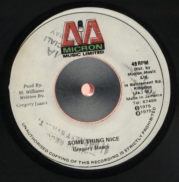 Album cover art for "Something nice" by Gregory Isaacs