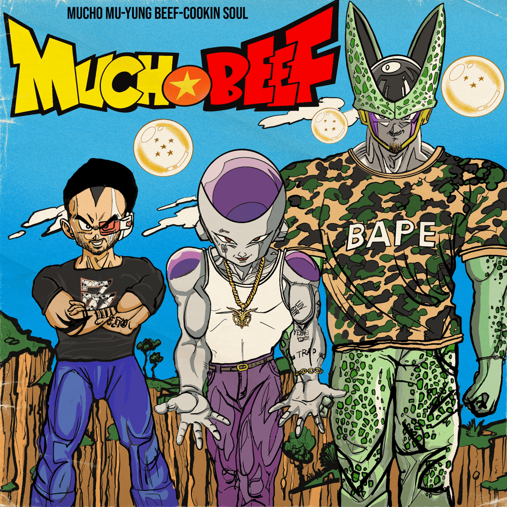 Album cover art for "MUCHO BEEF" by Yung Beef & Mucho Muchacho