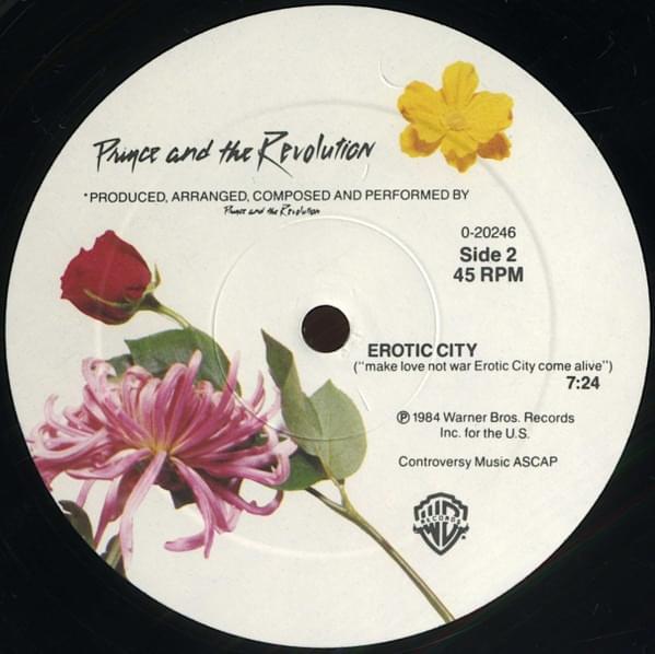 Album cover art for "Erotic City (Make Love Not War Erotic City Come Alive) [Extended Version]" by Prince and the Revolution