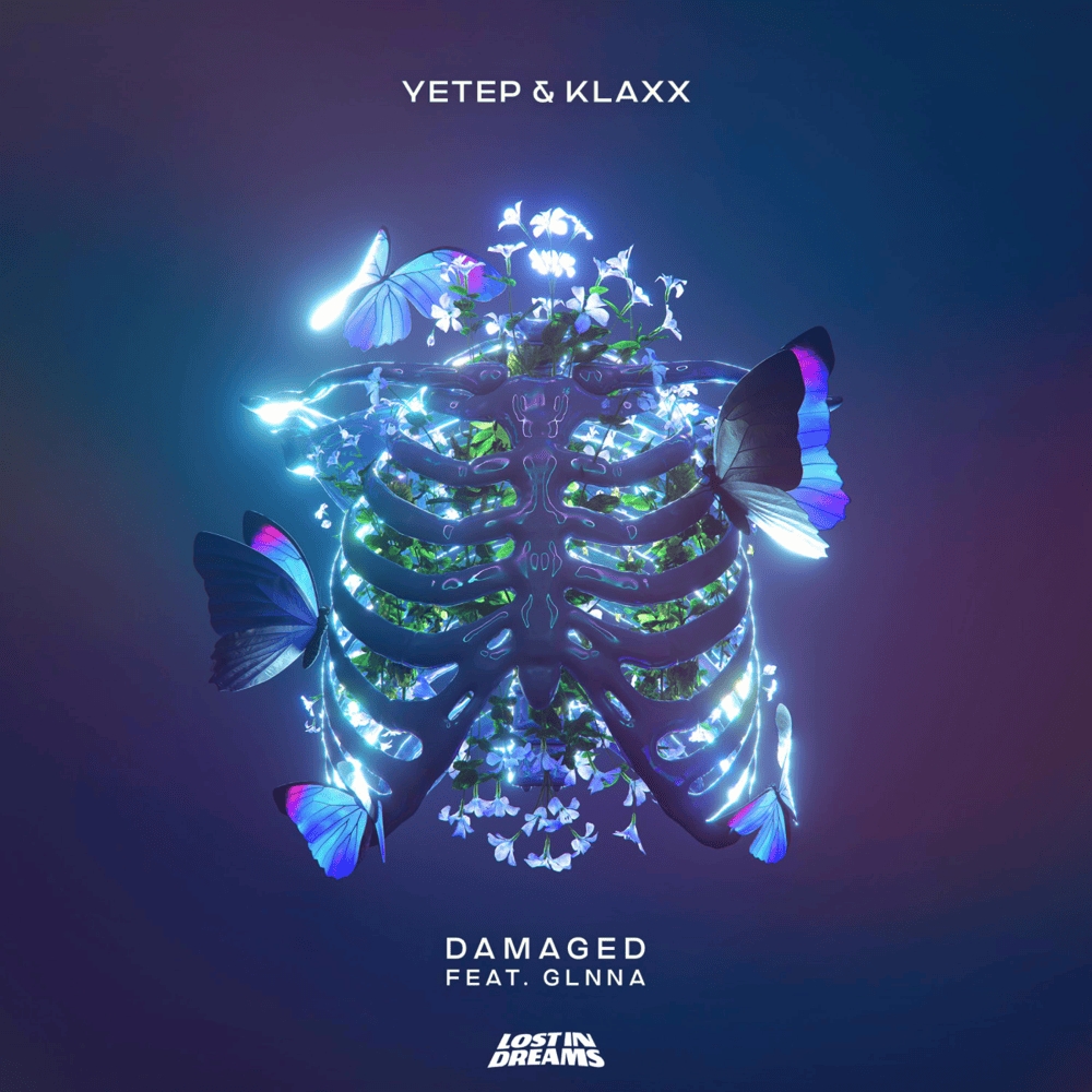 Album cover art for "Damaged" by yetep & GLNNA