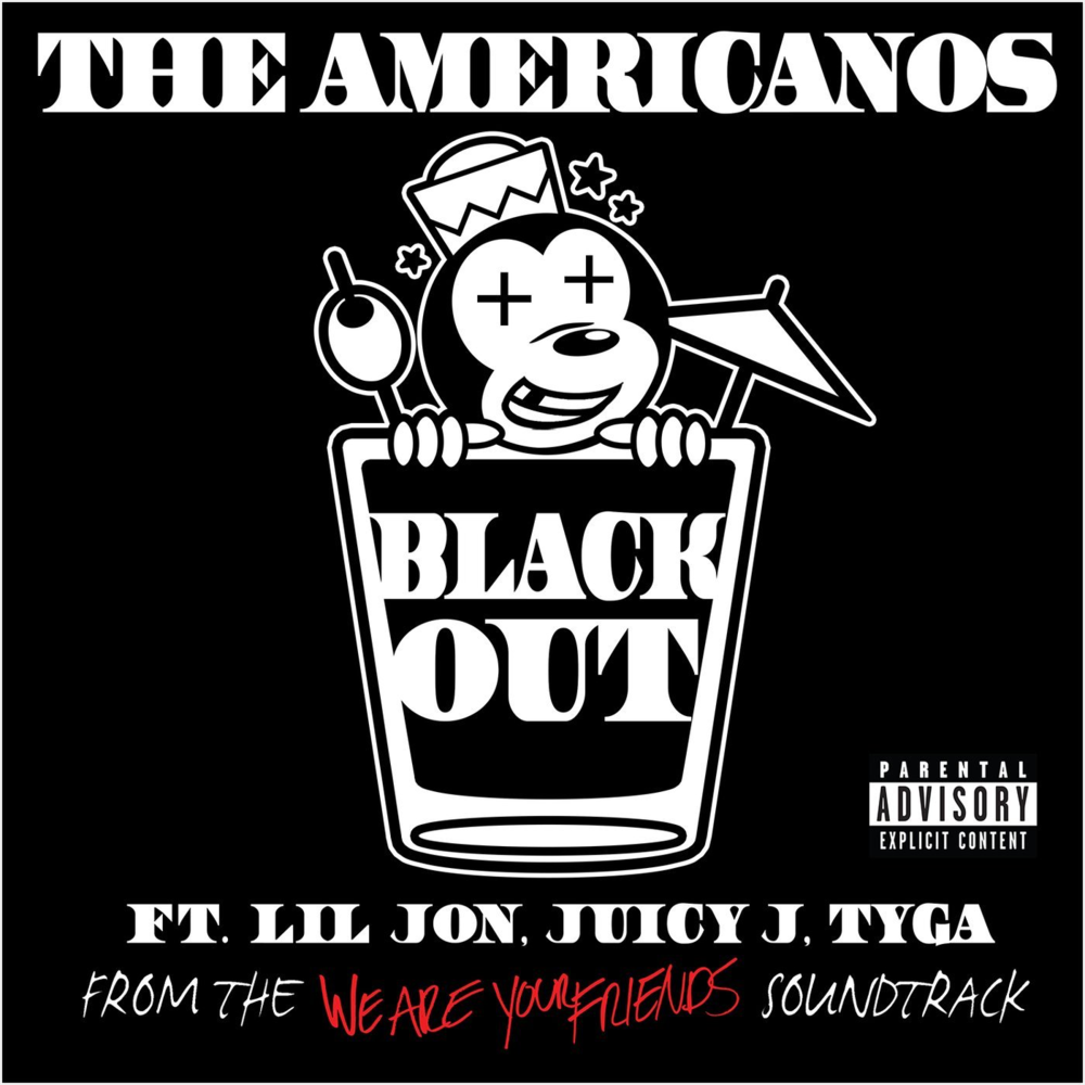 Album cover art for "BlackOut" by The Americanos & Tyga & Lil Jon & Juicy J