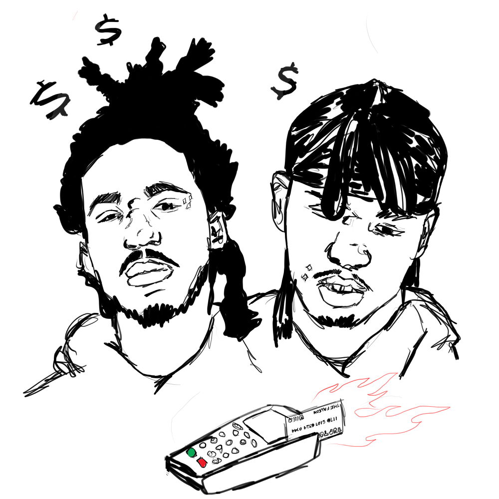 Album cover art for "Scammin" by Guapdad 4000 & Mozzy