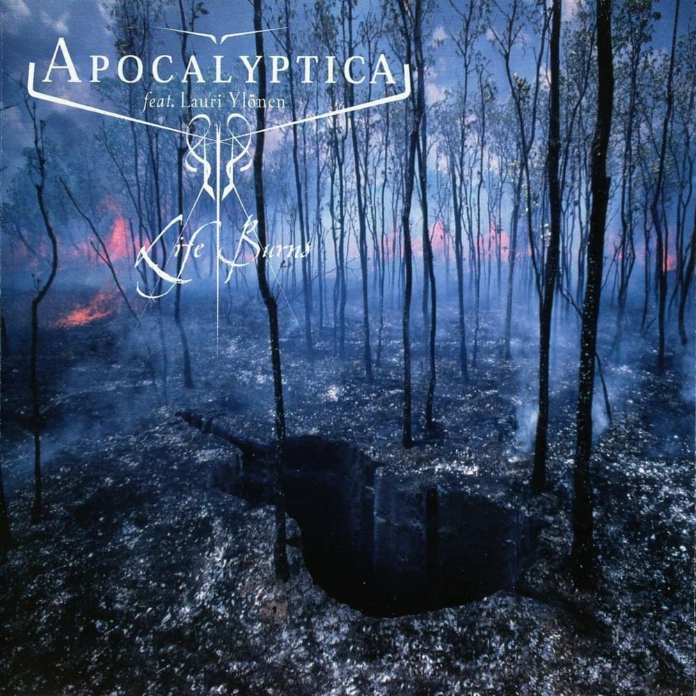Album cover art for "Life Burns!" by Apocalyptica & Lauri