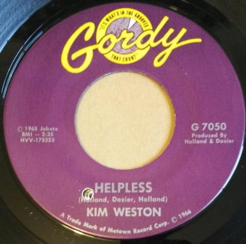 Album cover art for "Helpless" by Kim Weston