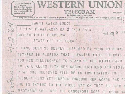 Martin Luther King Telegram by Martin Luther King Jr.
