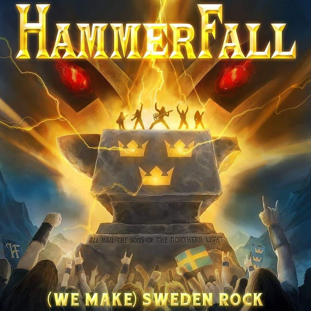 Album cover art for "[We Make] Sweden Rock" by HammerFall