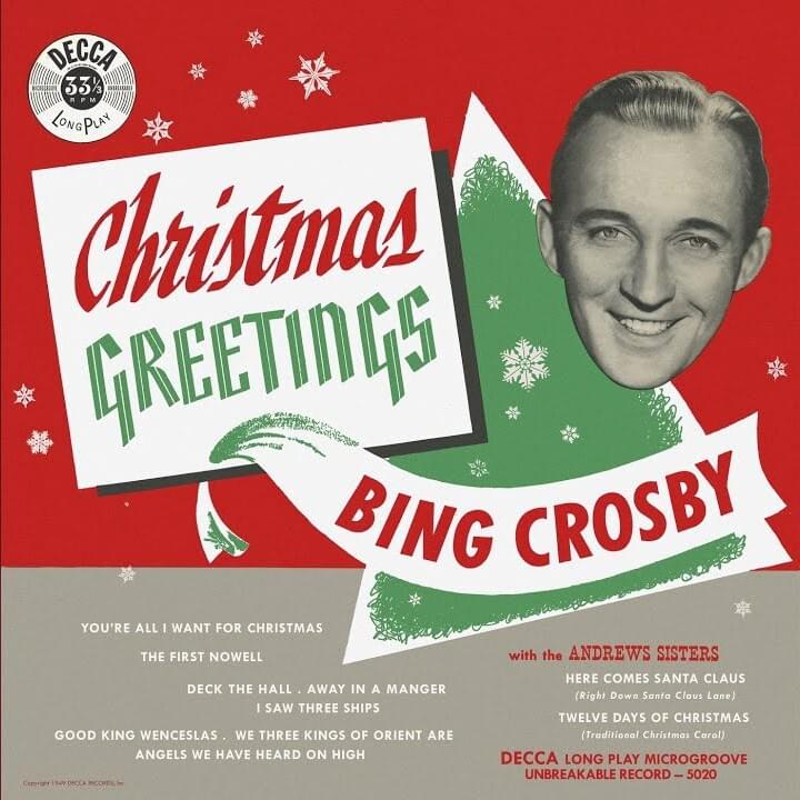 Album cover art for "Here Comes Santa Claus (Right Down Santa Claus Lane)" by Bing Crosby & The Andrews Sisters