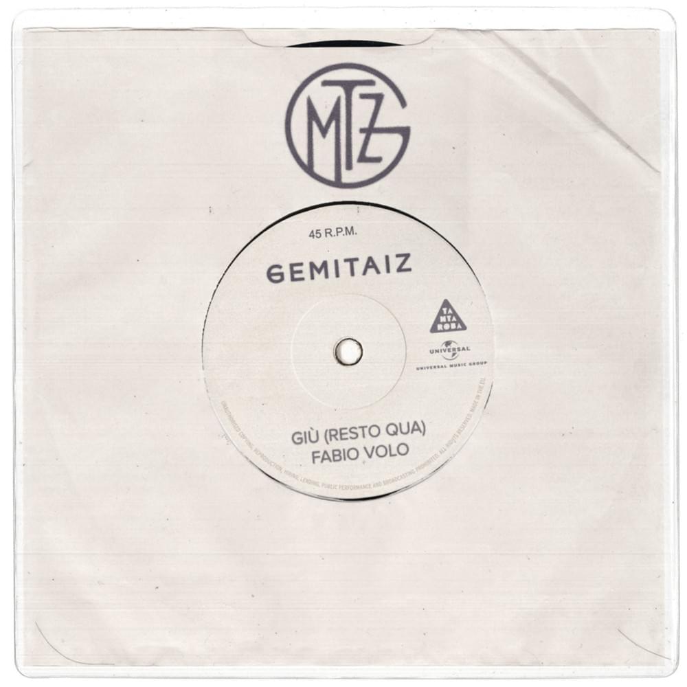 Album cover art for "Giù (Resto Qua)" by Gemitaiz