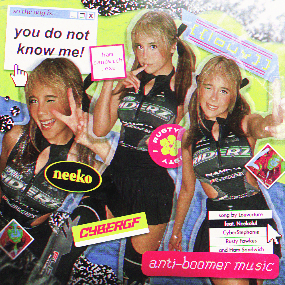 Album cover art for "ANTI-BOOMER MUSIC" by Louverture & Neekolul & Rusty Fawkes & Cyberstephanie