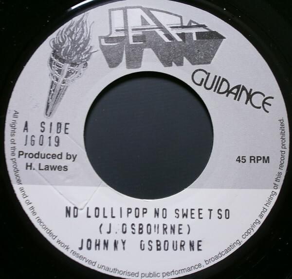 Album cover art for "No Lollipop No Sweet So" by Johnny Osbourne