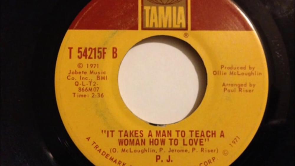 Album cover art for "It Takes a Man to Teach a Woman How to Love" by P.J. (Motown)