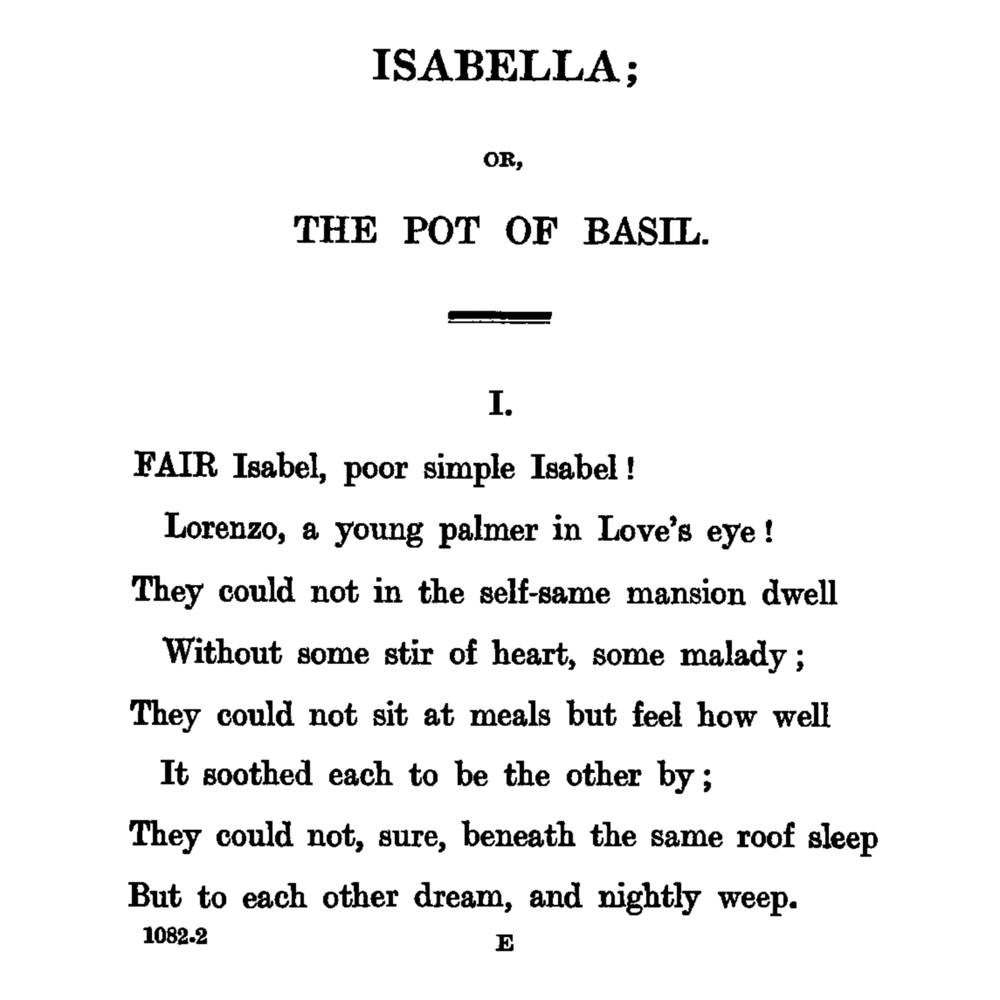 Isabella, or the Pot of Basil by John Keats