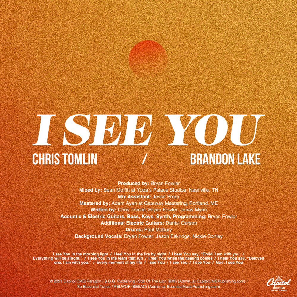 Album cover art for "I See You" by Chris Tomlin