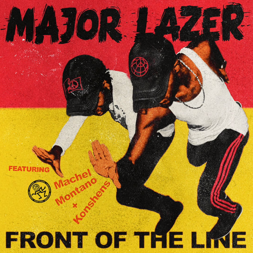 Album cover art for "Front of the Line" by Major Lazer & Konshens & Machel Montano