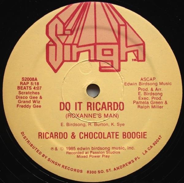 Album cover art for "Do It Ricardo (Roxanne’s Man)" by Ricardo & Chocolate Boogie
