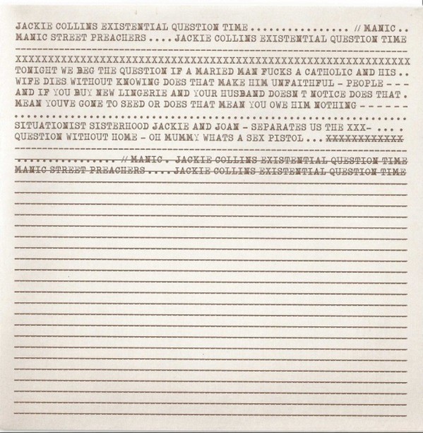 Album cover art for "Jackie Collins Existential Question Time" by Manic Street Preachers