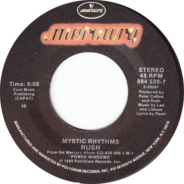 Album cover art for "Mystic Rhythms" by Rush