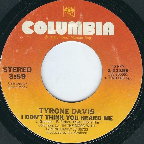 Album cover art for "I Don’t Think You Heard Me" by Tyrone Davis
