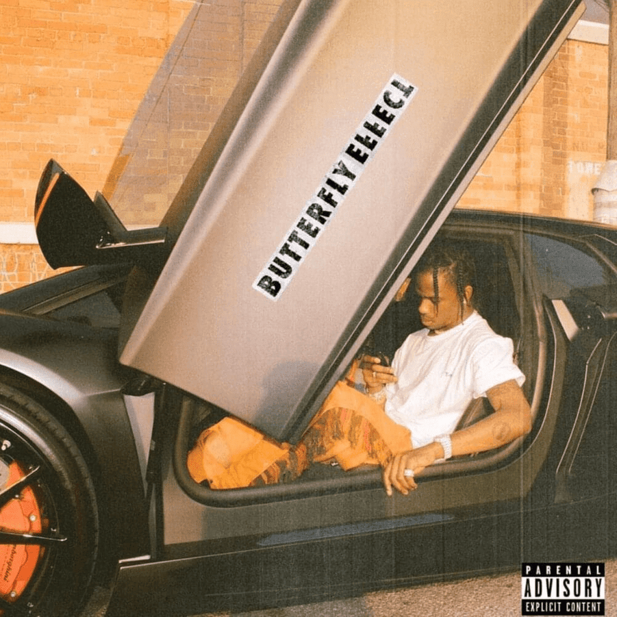 Album cover art for "Travis Scott - BUTTERFLY EFFECT (Tradução em Português)" by Genius Brasil Traduções