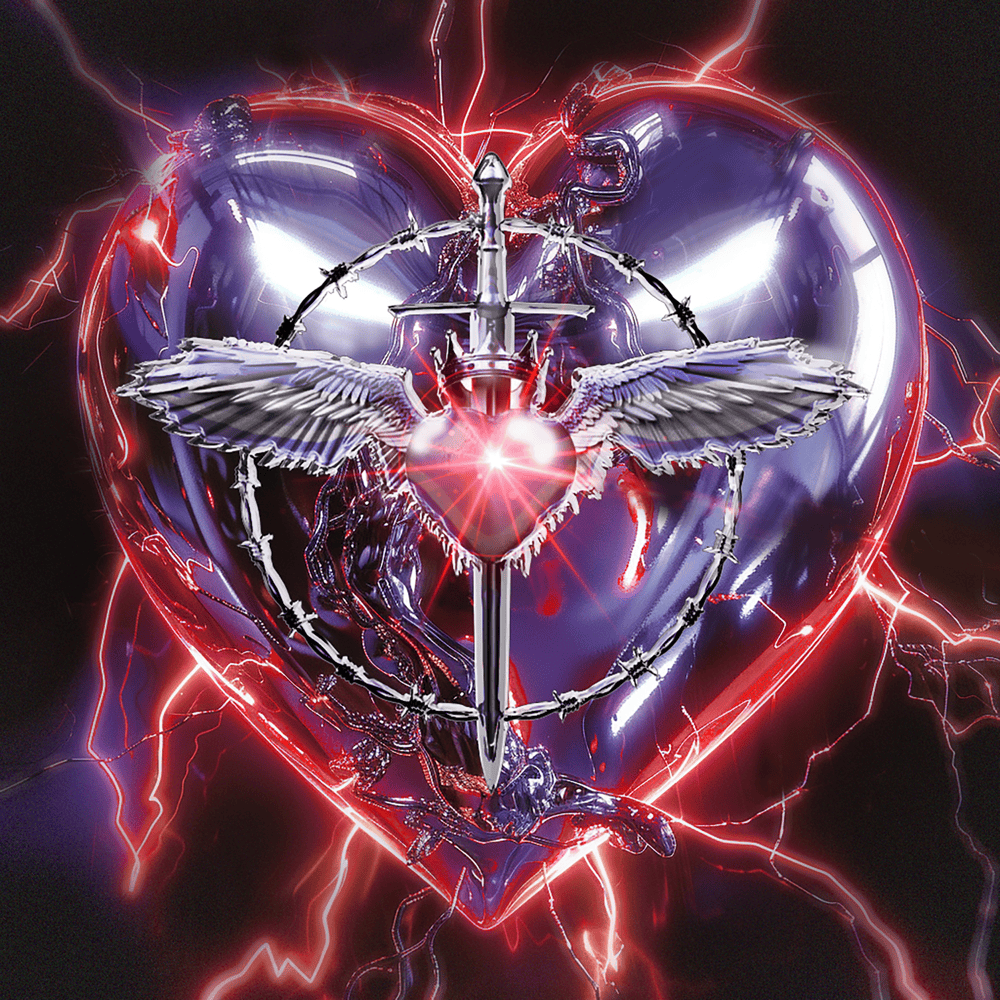 Album cover art for "Laser to the Heart" by Kelsy Karter & The Heroines