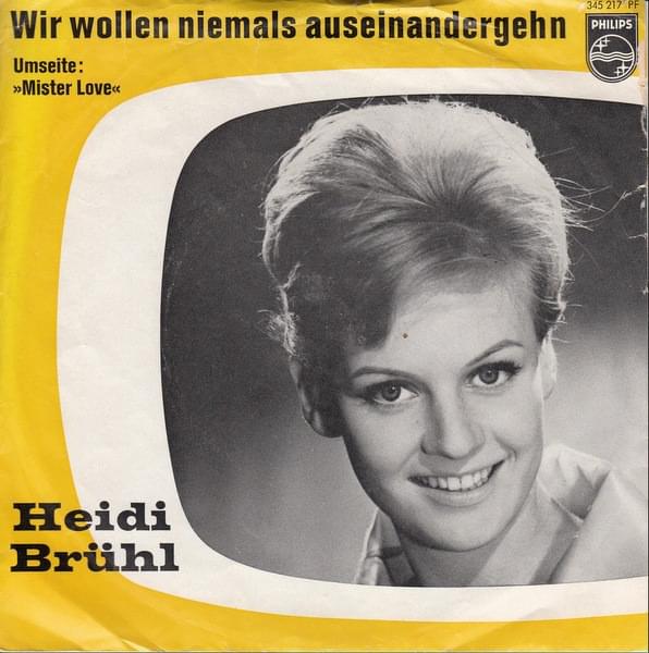 Album cover art for "Wir wollen niemals auseinandergehn" by Heidi Brühl