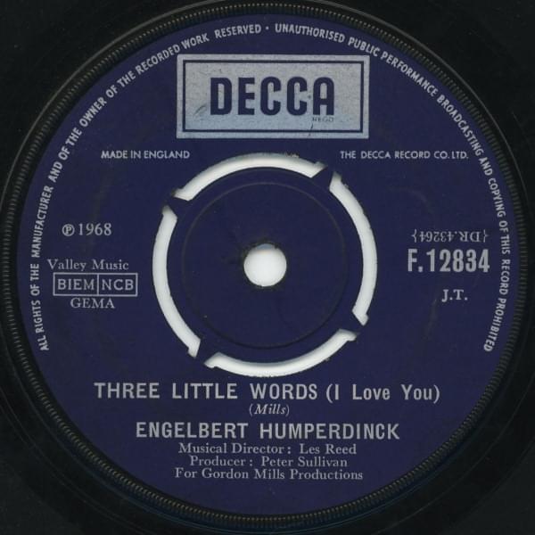 Album cover art for "Three Little Words (I Love You)" by Engelbert Humperdinck