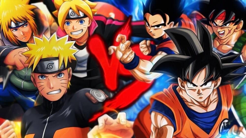 Album cover art for "Goku, Gohan e Bardock VS. Naruto, Boruto e Minato" by 7 Minutoz & Pablo Matheuz
