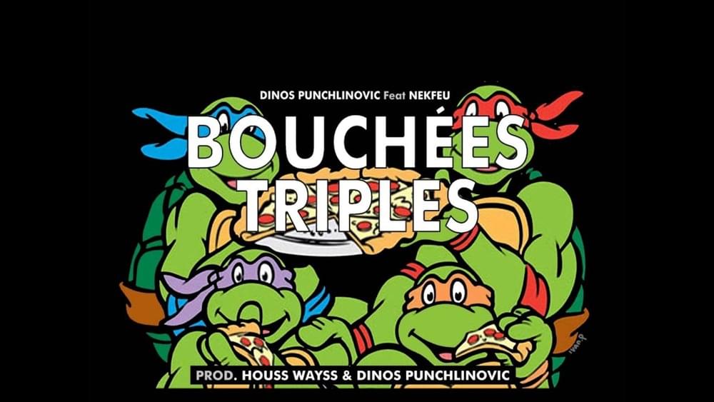 Album cover art for "Bouchées triples" by Dinos & Nekfeu