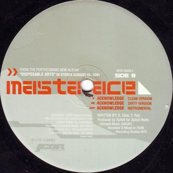 Acknowledge by Masta Ace