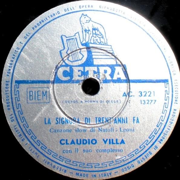 Album cover art for "La signora di trent’anni fa" by Claudio Villa