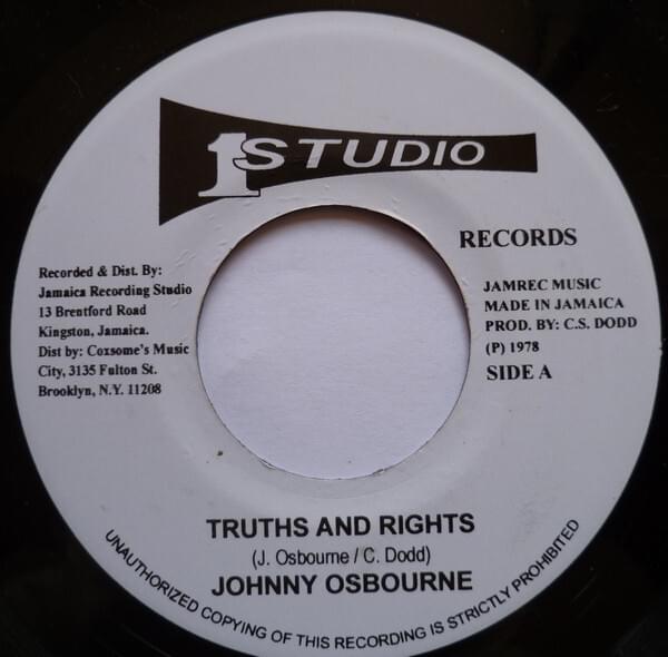 Album cover art for "Truths and Rights" by Johnny Osbourne