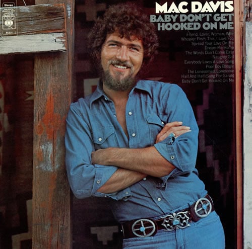 Album cover art for "Baby, Don’t Get Hooked on Me" by Mac Davis