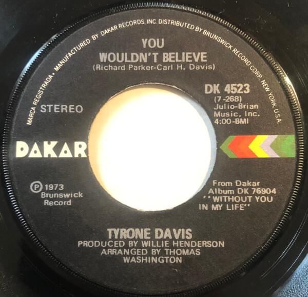 Album cover art for "You Wouldn’t Believe" by Tyrone Davis