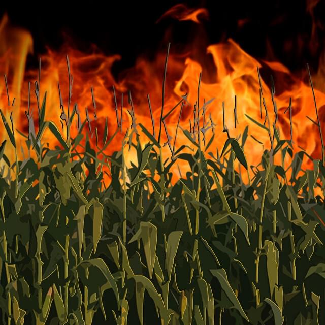 Album cover art for "Cornfield on Fire" by Demun Jones & Krizz Kaliko & Burn County