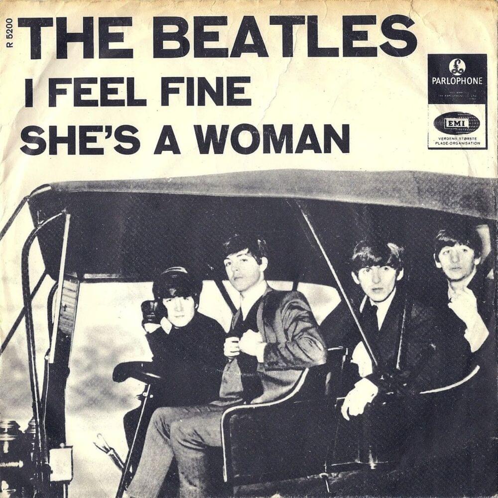 Album cover art for "She’s a Woman" by The Beatles