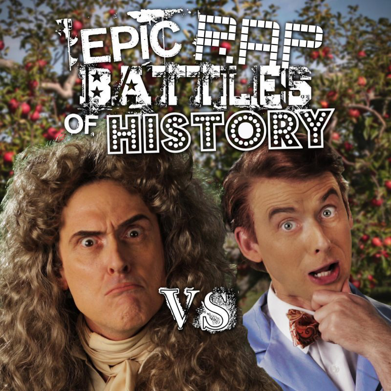 Album cover art for "Sir Isaac Newton vs Bill Nye" by Epic Rap Battles of History & Nice Peter & Chali 2NA & “Weird Al” Yankovic