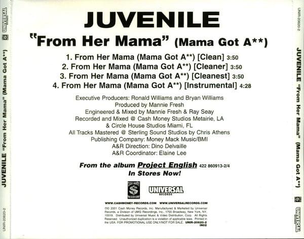 Album cover art for "Mamma Got Ass" by Juvenile